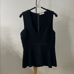 A.L.C. Elegant Black V-Neck Peplum Top